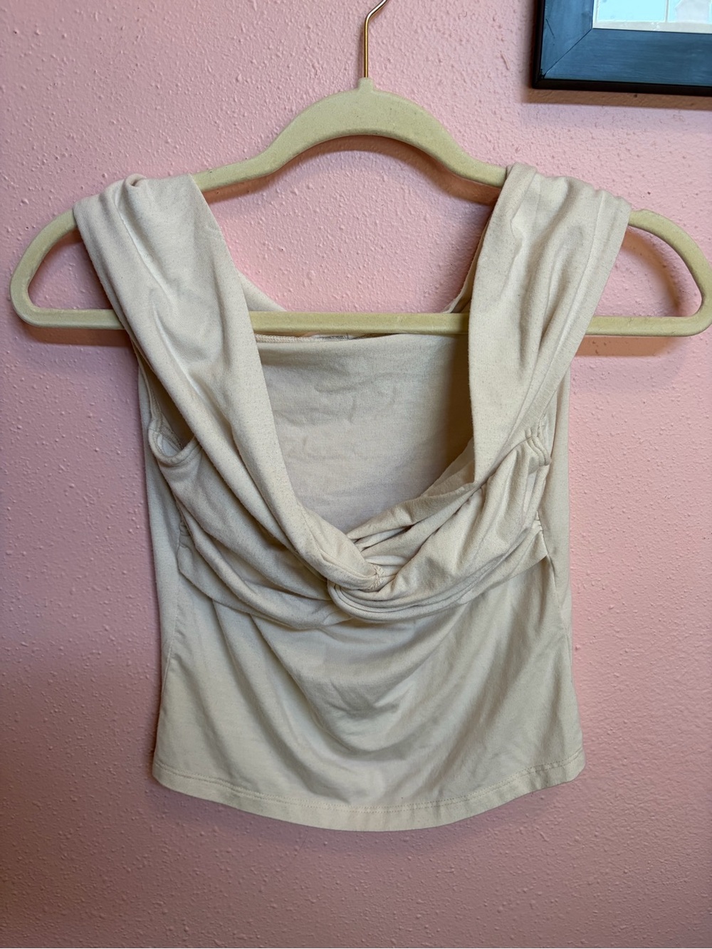 Reformation Ivory Draped Cowl Neck Sleeveless Top S